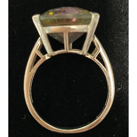 Spinel Trillion Cut Ring Size 6.5 6.91 ct. 14mm Faceted Triangle Sterling Silver - Picture 15 of 16